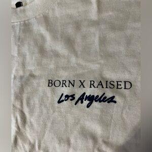 BORN X RAISED White Tee with Navy Los Angeles Script